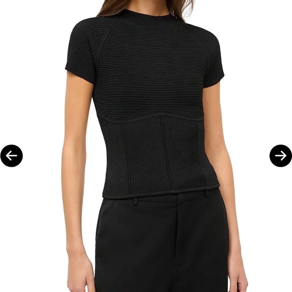 STAUD Tops - STAUD Black Ribbed Short Sleeve Top